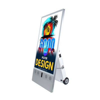 43inch Portable Outdoor IP65 Waterproof Baterai Powered High Brightness Papan Iklan Mobile Media Player ADs Tampilan