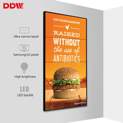 Dinding Layar LCD Terpasang di Dinding Umum, Loop RJ45 RS-232 - Tampilan Dinding Video LCD Sirkuit