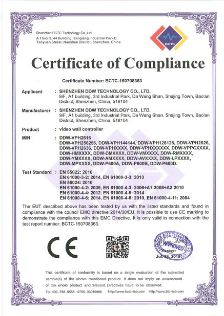 Cina SHENZHEN DDW TECHNOLOGY CO.,LTD Sertifikasi